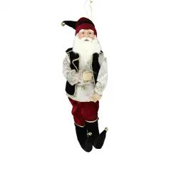 Northlight Whimsical Poseable Elf with Jingle Bells Hanging Christmas Figure - 22" Black