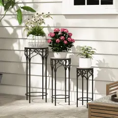 Decorative Flower Display Holder With Ceramic Top For Patio