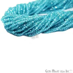 Rondelle Beads, 12.5 Inch Bead Strands, Natural Strung Gemstone, 3-4mm, Faceted, GemMartUSA (70002) Blue Topaz