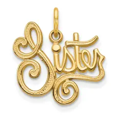 Fashion Jewelry 10K Yellow Gold Sister Charm Sis Pendant Jewelry 19 X 13mm
