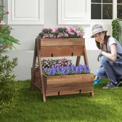 Vertical Raised Garden Bed With 3 Wooden Planter Boxes-S