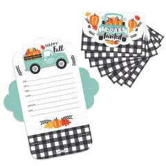 Big Dot of Happiness Happy Fall Truck - Fill-In Cards - Harvest Pumpkin Party Fold and Send Invitations - Set of 8