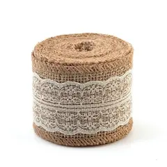 eZthings Decorative Designer Fabric Ribbons for Home Craft Projects and Gift Baskets Cream(2.4" Width)