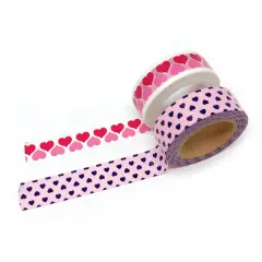 Wrapables 10M L x 15mm W Set of 2 Washi Masking Tape Cutie Hearts