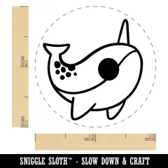 Sweet Kawaii Chibi Narwhal Self-Inking Rubber Stamp for Stamping Crafting Planners Brown