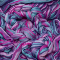 Colorful Designer Merino Wool Combed Top Roving for Spinning and Felting. Limited Edition. Alicorn Dream