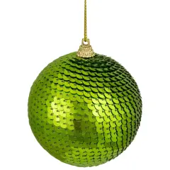 Northlight Kiwi Green Sequin Shatterproof Ball Christmas Ornament 3"