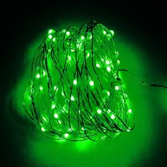 33 FT 100 LED Silver Wire String Lights, St Patricks Day Fairy Lights Battery Operated LED String Lights for Christmas Wedding Party Home Holiday Decoration, Green