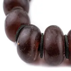 The Bead Chest Translucent Burgundy Amber Resin Beads Graduated 25mm Morocco African Brown Round Large Hole 22 Inch Strand Handmade