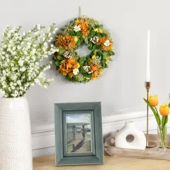 Northlight Mixed Floral Artificial Spring Wreath - 11" - Orange