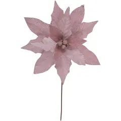 Northlight 24" Glittered Pink Poinsettia Christmas Stem Spray