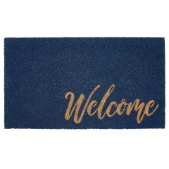 mDesign Entryway Doormat with Natural Fibers Decorative Script