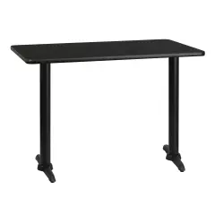 Emma and Oliver 30"x42" Rectangular Laminate Table with 5"x22" Table Height Bases Black