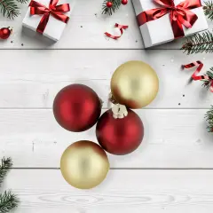 Northlight 2-Finish Glass Christmas Ball Ornaments -3.25" (80mm) - Red and Gold - 72ct