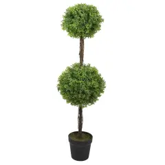 Northlight 36" Green Double Sphere Artificial Boxwood Topiary Potted Plant