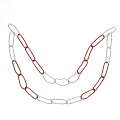 Roman 36" Red and Silver Round Loops Christmas Chain Garland - Unlit