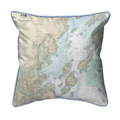 Portland Harbor Map Pillow 18x18 &ndash; Large Indoor/Outdoor