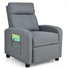 Ergonomic PU Leather Kids Recliner Lounge Sofa for 3-12 Age Group Grey