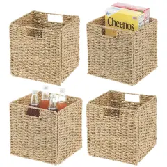 mDesign Seagrass Woven Kitchen Basket Organizer, Handles