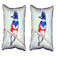 Pair of Betsy Drake Kingfisher Large Pillows 18 Inch X 18 Inch