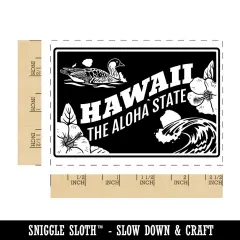 Hawaii Aloha Goose Pua Aloalo Hawaiian United States Rectangle Rubber Stamp for Stamping Crafting