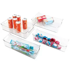 mDesign Plastic Food Storage Bins for Kitchen, Pantry, Handles, Set of 4 - Clear