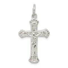 Sterling Silver Crucifix Charm Religious Jewelry 32mm x 16mm