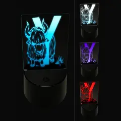 Animal Alphabet Letter Y for Yak 3D Illusion LED Night Light Sign Nightstand Desk Lamp