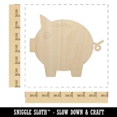 Piggy Bank Solid Unfinished Wood Shape Piece Cutout for DIY Craft Projects