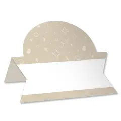 Big Dot of Happiness Tan Confetti Stars - Simple Party Decorations Tent Buffet Card - Table Setting Name Place Cards - Set of 24