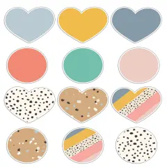 Carson Dellosa We Belong 36-Piece Boho Decor, Pastel and Black and White Hearts and Circle Cutouts for Classroom, Bulletin Board, and Valentine's Day Decorations