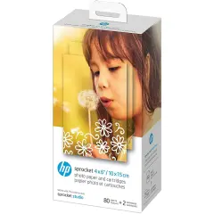 HP Sprocket Studio 4x6 Photo Paper (80 Sheets) & 2 Cartridges for HP Sprocket Studio Printer