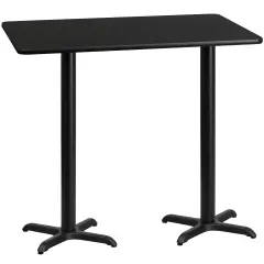 Emma and Oliver 30"x60" Rectangular Laminate Bar Table with 22"x22" Bases Black