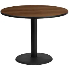 Emma and Oliver 42" Round Laminate Table Top with 24" Round Table Height Base Walnut