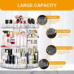 Makeup Organizer 360 Degree Rotating 7 Adjustable Layers Large Capacity Cosmetic Organizer Transparent Make Up Organizers and Storage