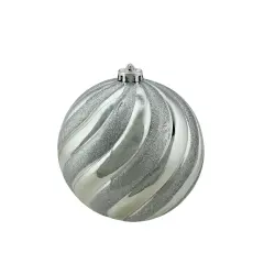 Northlight Shatterproof Swirl Christmas Ball Ornament - 5.5" (140mm) - Silver