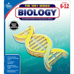 Carson Dellosa The 100 Series Biology Workbook, Science Book for Grades 6-12, Matter, Atoms, Genetics, Elements, and More, Classroom or Homeschool Curriculum