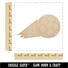 Soccer Ball Action Unfinished Wood Shape Piece Cutout for DIY Craft Projects