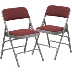 Emma and Oliver 2 Pack Home & Office Party Events Fabric Padded Metal Folding Chair Burgundy Patterned