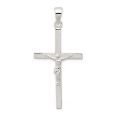 Sterling Silver Crucifix Charm Religious Jewelry 50mm x 25mm