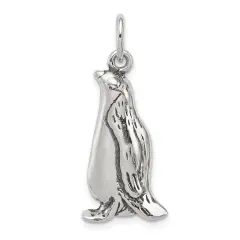 Sterling Silver Antiqued Penguin Charm Pendant Jewelry 25 X 12mm