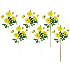Northlight Real Touch&trade; Yellow Artificial Camellia Rose Floral Sprays, Set of 6 - 23"