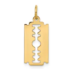 14K Yellow Gold Polished Razor Blade Charm Pendant Jewerly 25mm x 12mm