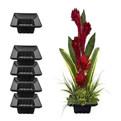 Curtis Wagner Plastics FAC-9900 Flower Arrangement Container (5-Pack) &ndash; Black, Square 5.5" x 5.5" Inside x 2.5" Depth Plastic Containers for Floral Arrangement and Wedding Centerpieces for Tables