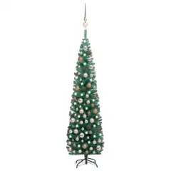 Slim Artificial Christmas Tree with LEDs and Ball