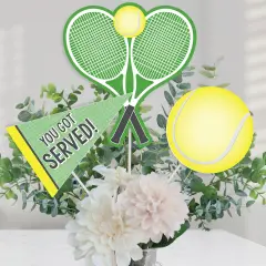 Big Dot of Happiness You Got Served - Tennis - Baby Shower or Tennis Ball Birthday Party Centerpiece Sticks - Table Toppers - Set of 15