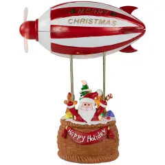 Northlight Musical and Animated Blimp and Santa Christmas Decoration - 8.5" - Red and White