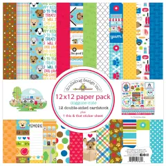 Doodlebug Double-Sided Paper Pack 12"X12" 12/Pkg-Doggone Cute