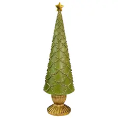 Northlight Christmas Tree Cone on Pedestal with Star Topper Decoration - 17" - Green