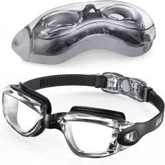 Swim Goggles, Swimming Goggles No Leaking Full Protection Adult Men Women Youth Black Clear